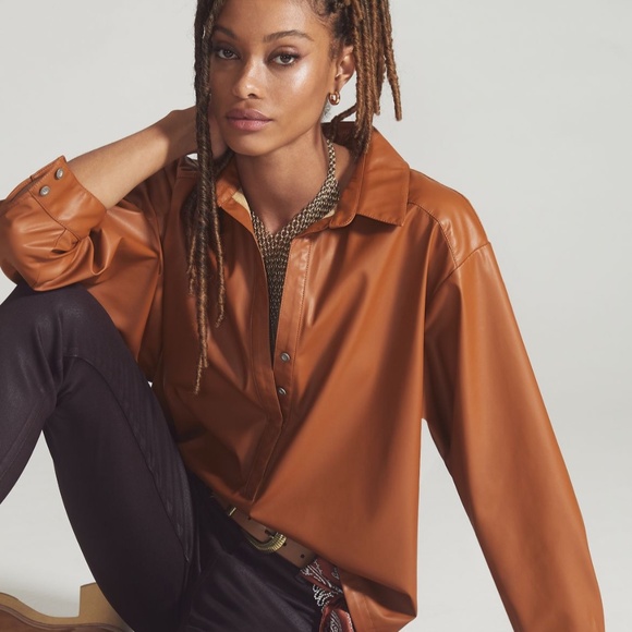 By Anthropologie Faux Leather shirt - Picture 6 of 6